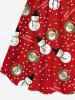 Plus Size Christmas Santa Claus Snowman Snowflake Print Cinched Dress -  