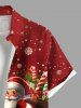 Plus Size Christmas Tree Santa Claus Star Candy Snowflake Print Buttons Pocket Shirt For Men -  