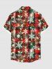 Plus Size Christmas Holly Fruit Snowflake Plaid Print Buttons Pocket Shirt For Men -  