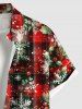 Plus Size Christmas Holly Fruit Snowflake Plaid Print Buttons Pocket Shirt For Men -  