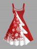 Robe débardeur grande taille à imprimé sapin de Noël et flocons de neige - Rouge S