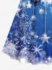 Robe trapèze grande taille à imprimé ombré de flocons de neige et de bulles, col festonné et ceinture amovible - Bleu Ciel 6XL