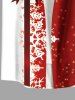 Plus Size Christmas Snowflake Bowknot Print Button Pocket Shirt For Men -  