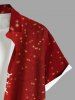 Plus Size Christmas Snowflake Bowknot Print Button Pocket Shirt For Men -  