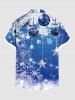 Plus Size Christmas Snowflake Ball Ombre Bubble Print Button Pocket Shirt For Men -  