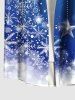 Plus Size Christmas Snowflake Ball Ombre Bubble Print Button Pocket Shirt For Men -  