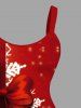 Plus Size Christmas Snowflake Bowknot Print A Line Dress -  
