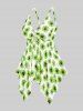 Handkerchief Sunflower Print Cinched Plus Size & Curve Modest Tankini  Swimsuit -  