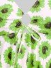 Handkerchief Sunflower Print Cinched Plus Size & Curve Modest Tankini  Swimsuit -  