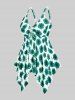 Handkerchief Sunflower Print Cinched Plus Size & Curve Modest Tankini  Swimsuit -  