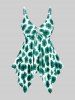 Handkerchief Sunflower Print Cinched Plus Size & Curve Modest Tankini  Swimsuit -  