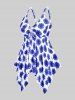 Handkerchief Sunflower Print Cinched Plus Size & Curve Modest Tankini  Swimsuit -  