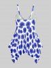 Handkerchief Sunflower Print Cinched Plus Size & Curve Modest Tankini  Swimsuit -  