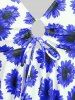 Handkerchief Sunflower Print Cinched Plus Size & Curve Modest Tankini  Swimsuit -  