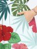 Plus Size Tropical Leaf Hibiscus Flower Print Hawaii Pocket Split A Line Midi Dress -  