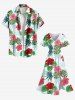 Plus Size Tropical Leaf Hibiscus Flower Print Hawaii Pocket Split A Line Midi Dress -  