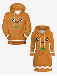 Ensemble assorti grande taille à imprimé pain d'épice de Noël pour couples - Brun Légère 