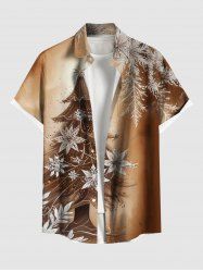 Plus Size Christmas Tree Snowflake Ombre Print Button Pocket Shirt For Men -  
