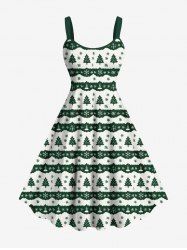 Robe débardeur grande taille à imprimé sapin de Noël et flocons de neige - Vert XXS