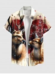 Chemise à poches boutonnées grande taille pour homme, avec imprimé de flocons de neige et motif de renne de Noël - Abricot M