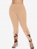 Christmas Snowflake Elk Hat Print Long Sleeves Women T-shirt and Leggings Plus Size Matching Set -  