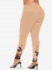 Christmas Snowflake Elk Hat Print Long Sleeves Women T-shirt and Leggings Plus Size Matching Set -  
