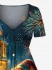 Glitter Christmas Snowflake Castle Snowman Print Plus Size Matching Outfit For Couples -  