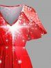 Christmas Snowflake Glitter Stars Ombre Print Plus Size Matching Outfit For Couples -  