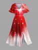 Christmas Snowflake Glitter Stars Ombre Print Plus Size Matching Outfit For Couples -  