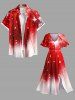 Christmas Snowflake Glitter Stars Ombre Print Plus Size Matching Outfit For Couples -  