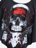 Skull Rose Flower Poker Plaid Print Ruched Bottom Tankini Swimsuit -  