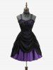 Robe débardeur trapèze en mousseline texturée à empiècements de dentelle et fleurs de rose gothique - Noir S