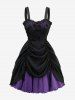 Robe débardeur trapèze en mousseline texturée à empiècements de dentelle et fleurs de rose gothique - Noir S