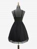 Robe débardeur trapèze en mousseline texturée à empiècements de dentelle et fleurs de rose gothique - Noir S