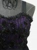 Robe débardeur trapèze en mousseline texturée à empiècements de dentelle et fleurs de rose gothique - Noir S