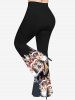 Plus Size Christmas Tree Hat Cat Print Flare Pants -  