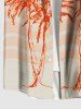 Plus Size Coconut Tree Sea Waves Sun Print Hawaii Button Pocket Shirt For Men -  