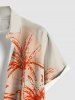 Plus Size Coconut Tree Sea Waves Sun Print Hawaii Button Pocket Shirt For Men -  
