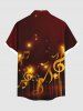 Chemise à poches boutonnées grande taille pour homme, imprimée de symboles musicaux et d'étoiles pailletées. - Café profond S