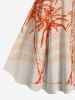 Plus Size Coconut Tree Sea Waves Sun Print Hawaii A Line Dress -  