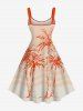 Plus Size Coconut Tree Sea Waves Sun Print Hawaii A Line Dress -  