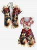 Robe trapèze grande taille à imprimé écossais et motif élans et flocons de neige, cintrée - Rouge 2X