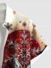 Chemise à poches boutonnées grande taille pour homme, avec imprimé de flocons de neige et motif de renne de Noël - Abricot M