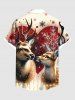 Chemise à poches boutonnées grande taille pour homme, avec imprimé de flocons de neige et motif de renne de Noël - Abricot 6XL