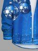 Chemise à manches longues grande taille pour homme, imprimé ombré de boules de Noël, flocons de neige et étoiles - Bleu Ciel 8XL