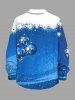 Chemise à manches longues grande taille pour homme, imprimé ombré de boules de Noël, flocons de neige et étoiles - Bleu Ciel 8XL