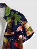 Chemise à boutons grande taille pour homme, imprimé cocotier, bonhomme de neige, flamant rose et vagues, style hawaïen. - Bleu Marine M
