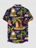 Chemise à boutons grande taille pour homme, imprimé cocotier, bonhomme de neige, flamant rose et vagues, style hawaïen. - Bleu Marine M