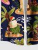 Chemise à boutons grande taille pour homme, imprimé cocotier, bonhomme de neige, flamant rose et vagues, style hawaïen. - Bleu Marine M