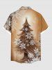 Plus Size Christmas Tree Snowflake Ombre Print Button Pocket Shirt For Men -  